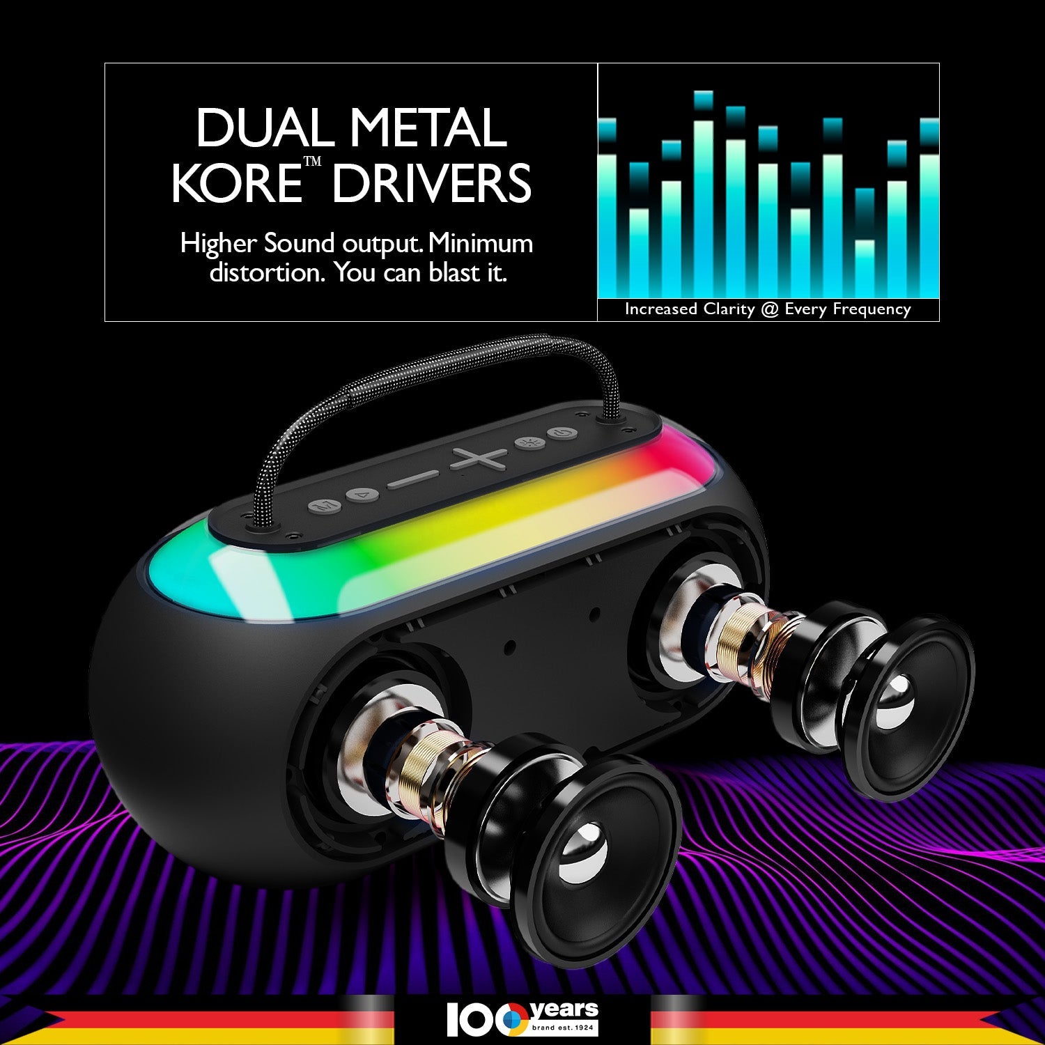 Atomik Kolors Boombox Portable Party Speaker (Black)-2