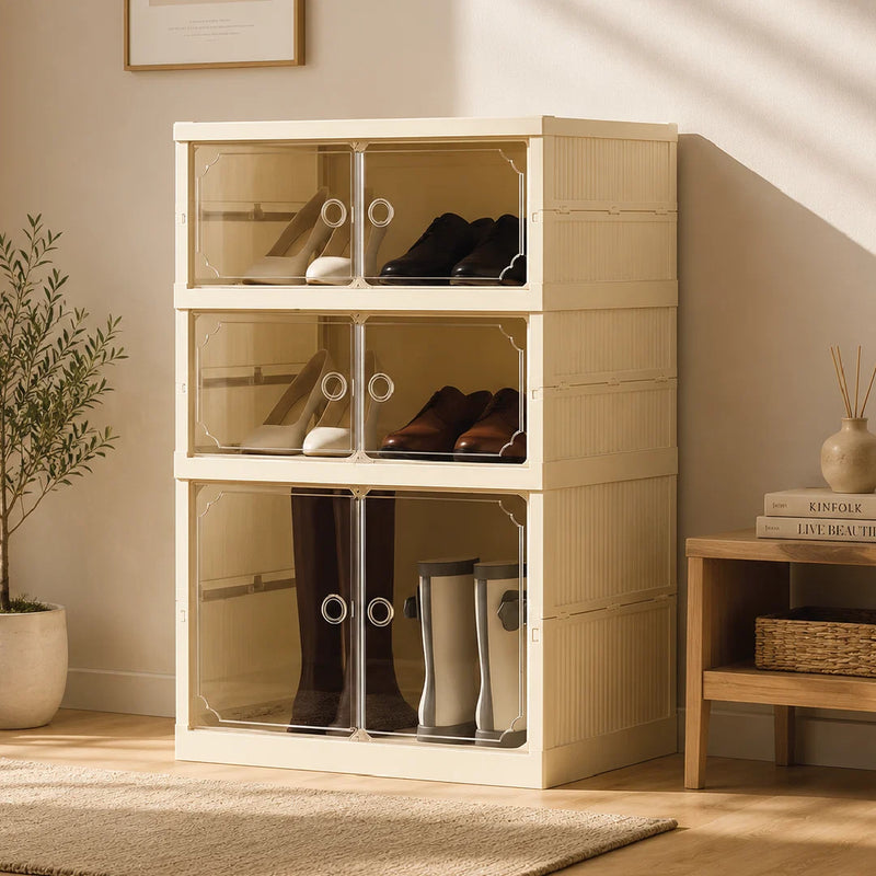 Shoe Stack Foldable Shoe Storage with Wheels