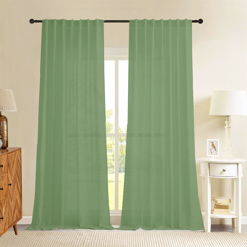 Fort Absolute - Back Tab Solid Sheer Curtain (Mint Green)-1