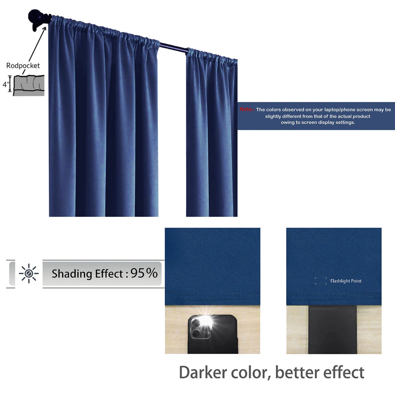 Fort Essential - Rod Pocket Blackout Curtain (Navy Blue)-2