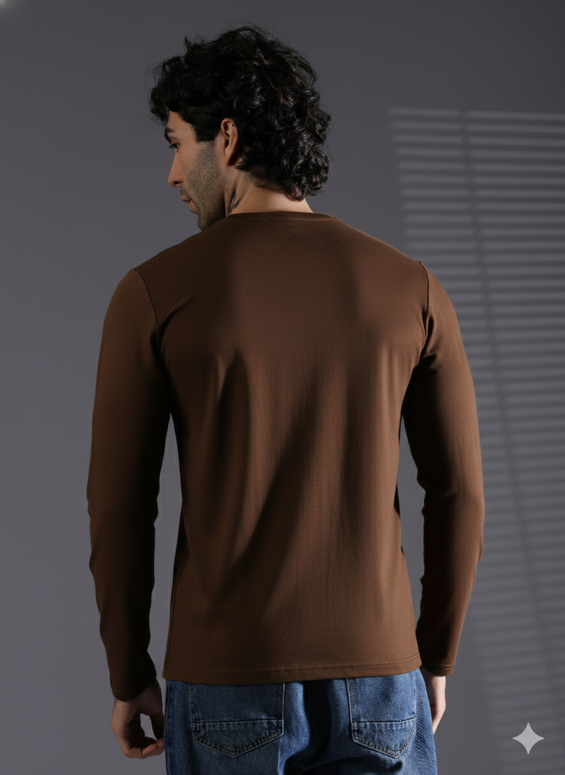 Naturefab Men's Organic Bamboo Full sleeve Terry Tshirt Coffee Bean-2