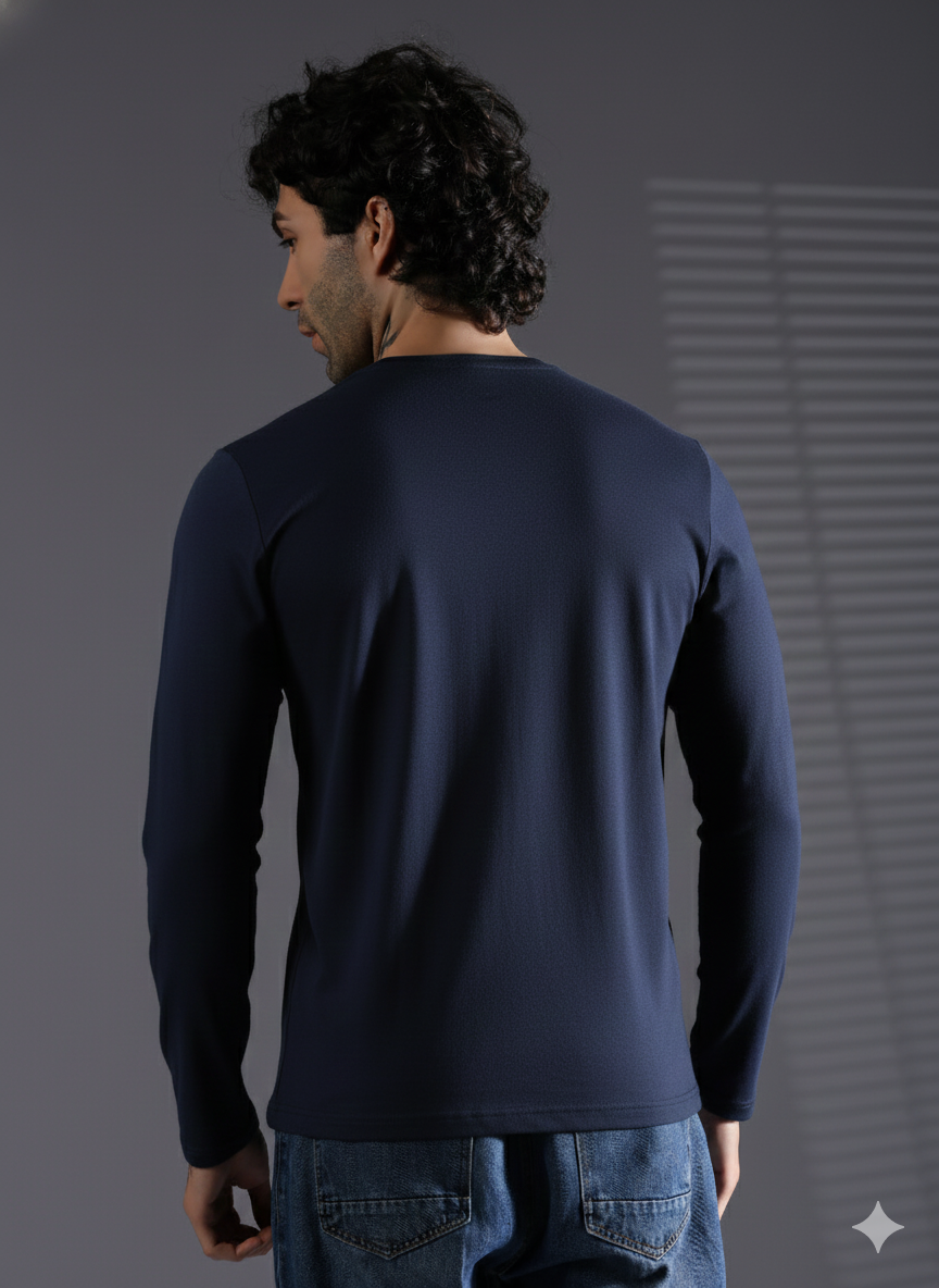 Naturefab Men's Organic Bamboo Full sleeve Terry Tshirt Mood Indigo