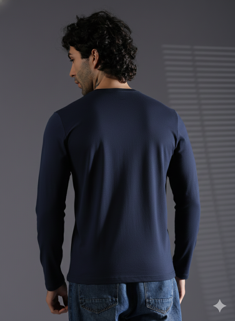 Naturefab Men's Organic Bamboo Full sleeve Terry Tshirt Mood Indigo-2