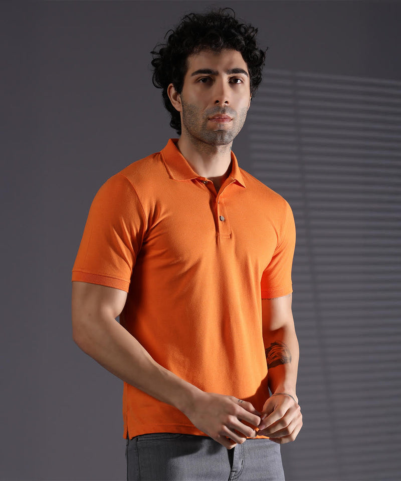 Naturefab Men’s Organic Bamboo Polo Tshirt Majestic Orange-4