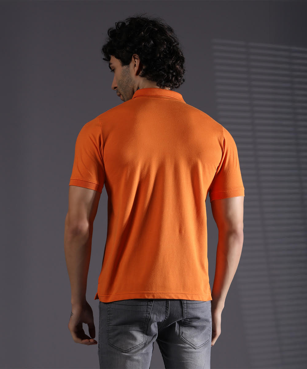 Naturefab Men’s Organic Bamboo Polo Tshirt Majestic Orange-5