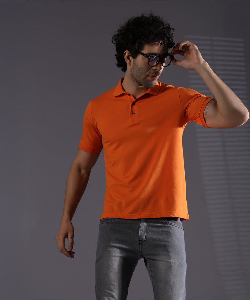Naturefab Men’s Organic Bamboo Polo Tshirt Majestic Orange-6