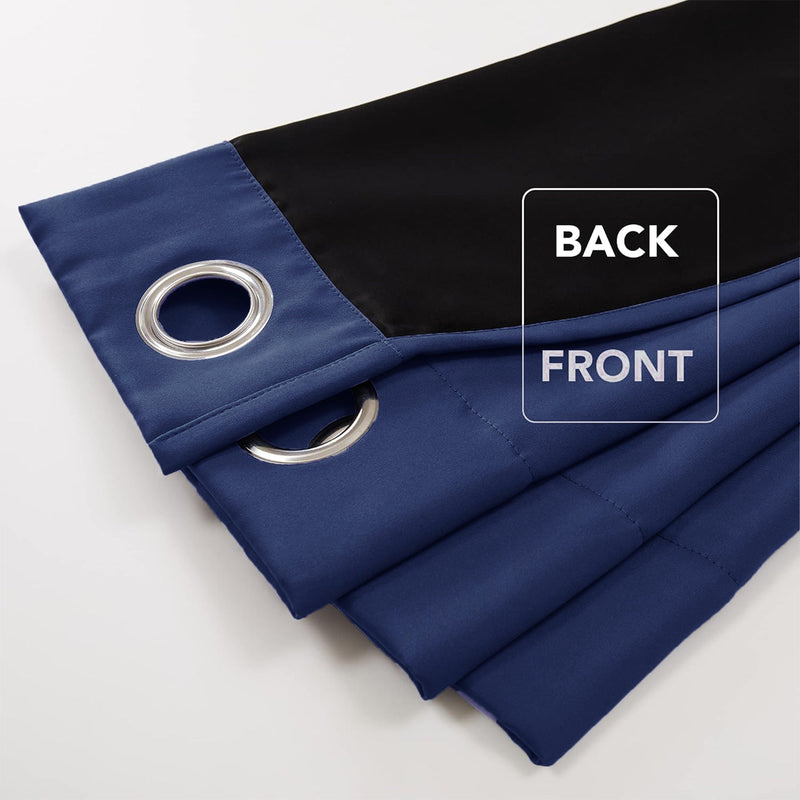 Fort Essential - Black Backing Solid Blackout Curtain (Navy Blue)-3