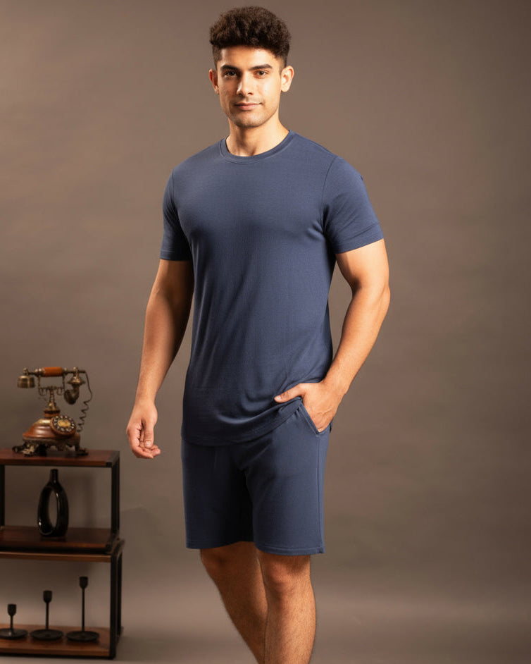 Hushy Bamboo Shorts  (Navy Blue)