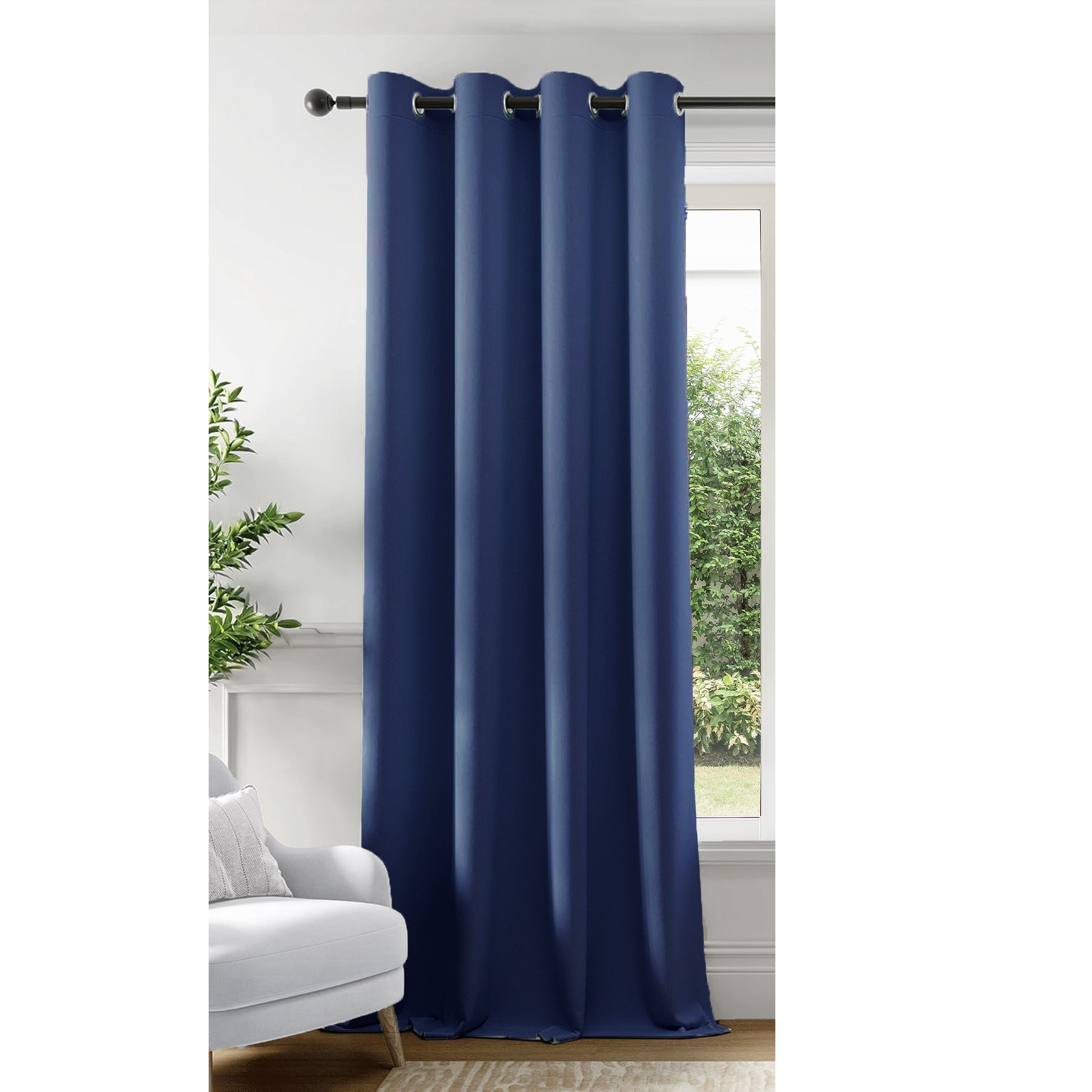 Fort Essential - Black Backing Solid Blackout Curtain (Navy Blue)-5