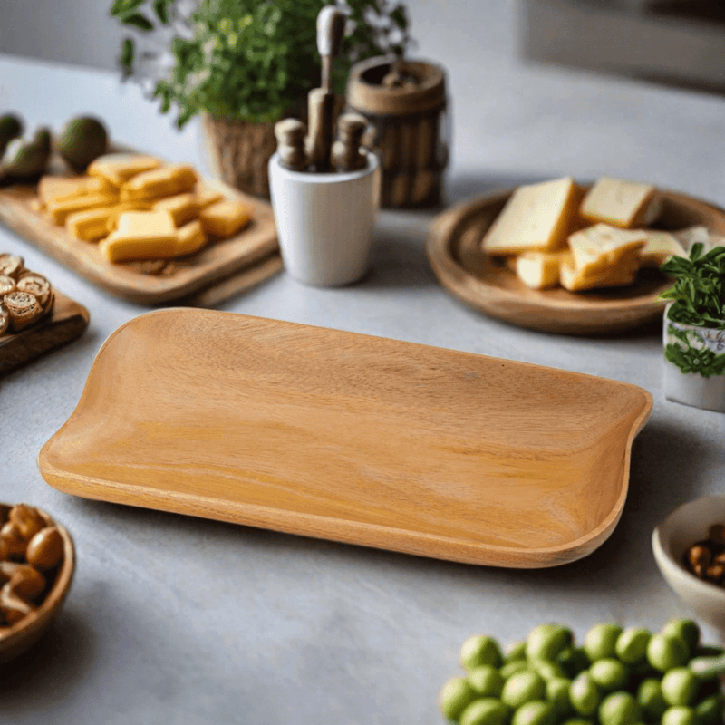 Neem Wood Rectangle Platter-1