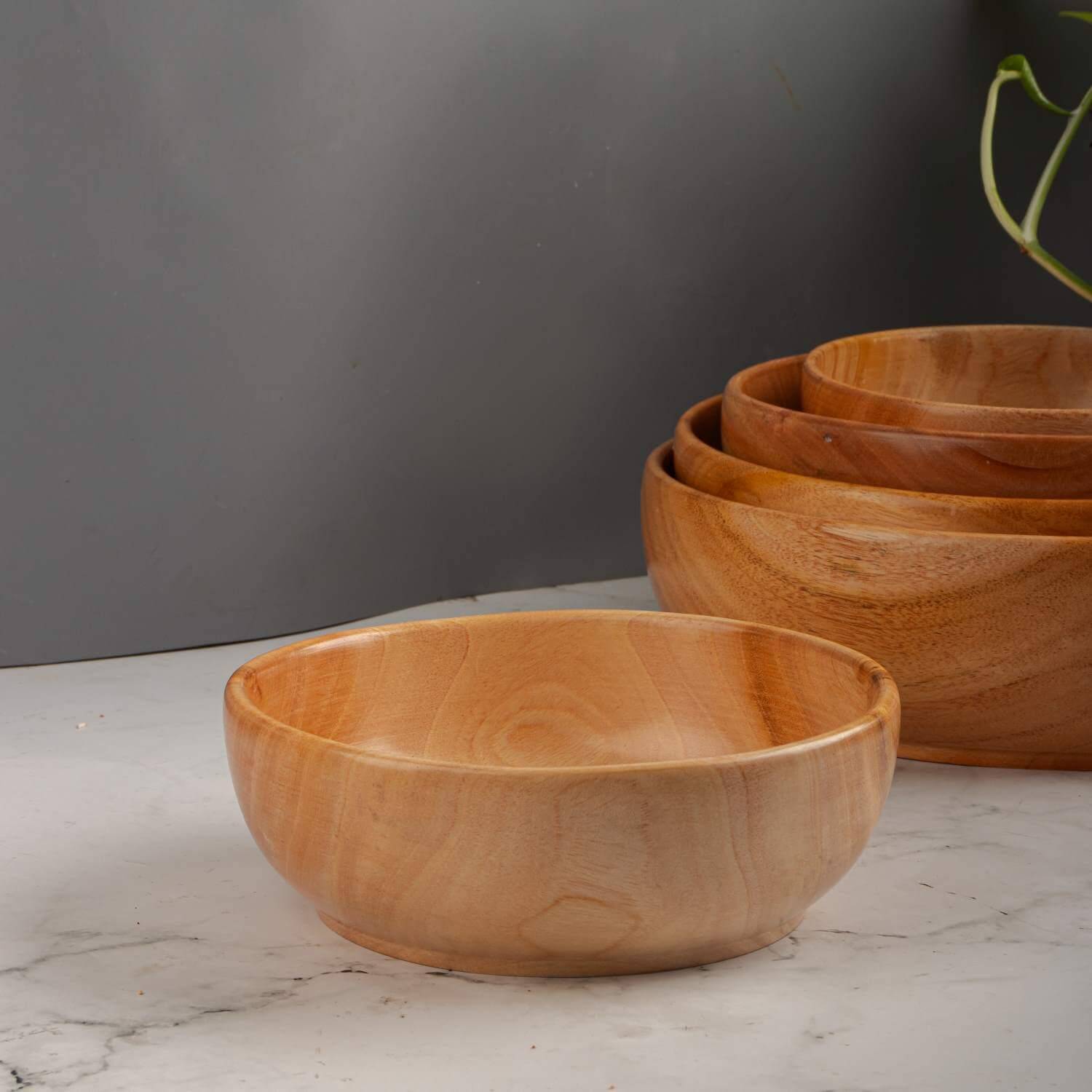 Neem Wood Serving Bowl-5