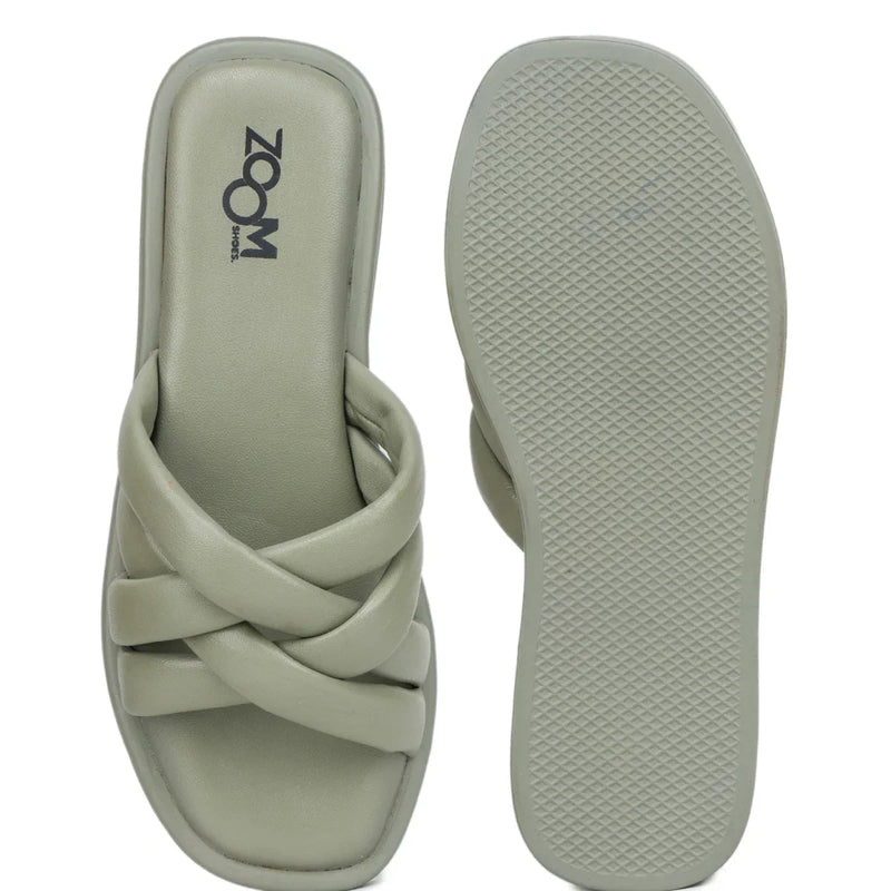 Stylish Women's Leather Slippers with Criss-Cross Design - L 212