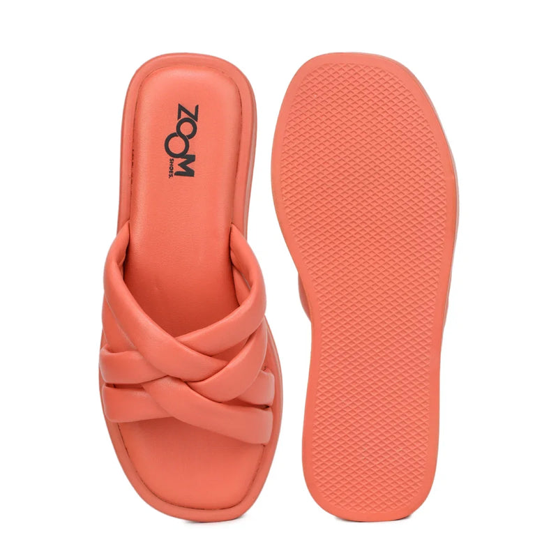 Stylish Women's Leather Slippers with Criss-Cross Design - L 212