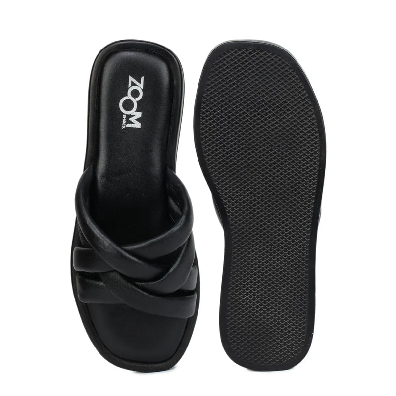 Stylish Women's Leather Slippers with Criss-Cross Design - L 212