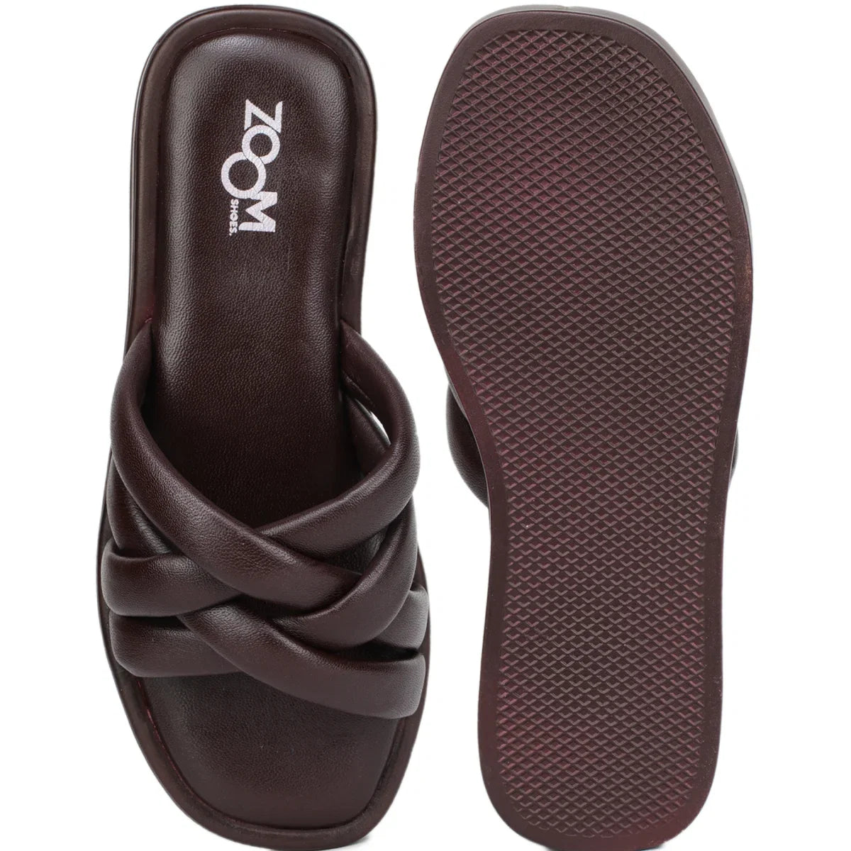 Stylish Women's Leather Slippers with Criss-Cross Design - L 212