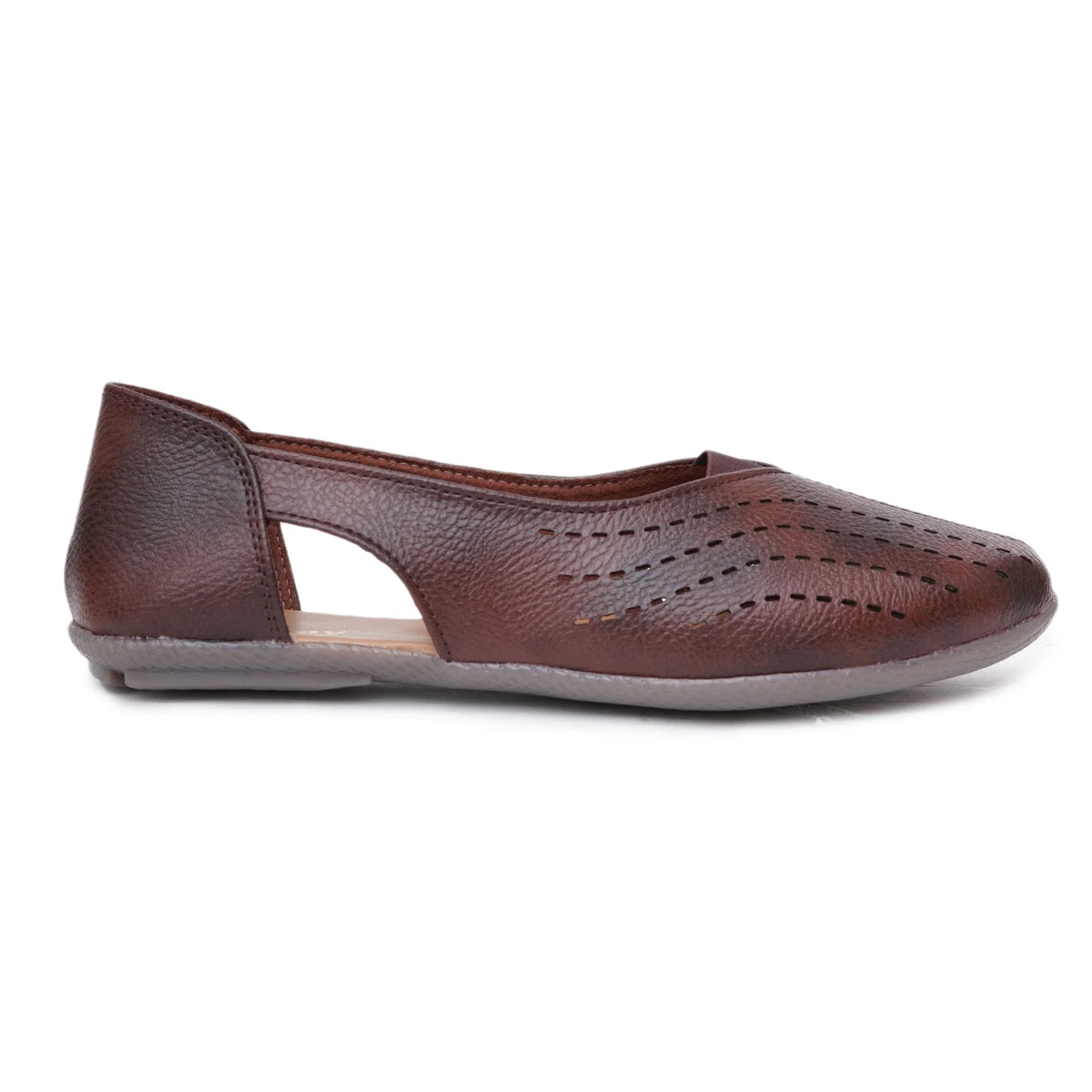 Stelway Brown Lasercut Ballet Flats-2