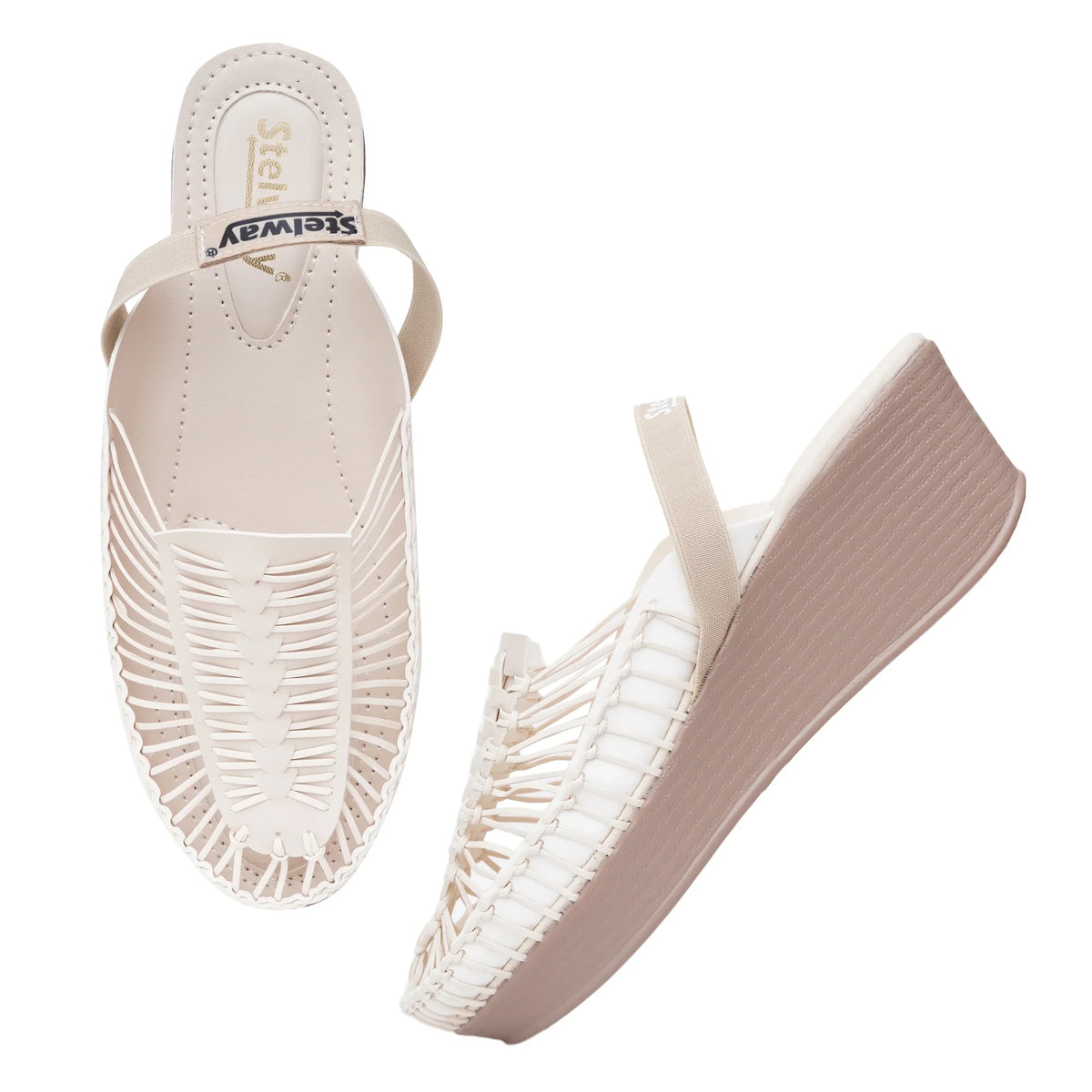 Stelway Exclusive Off White Wedges-5