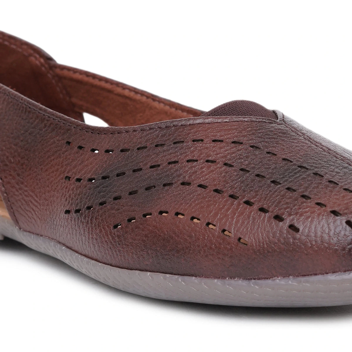 Stelway Brown Lasercut Ballet Flats-3