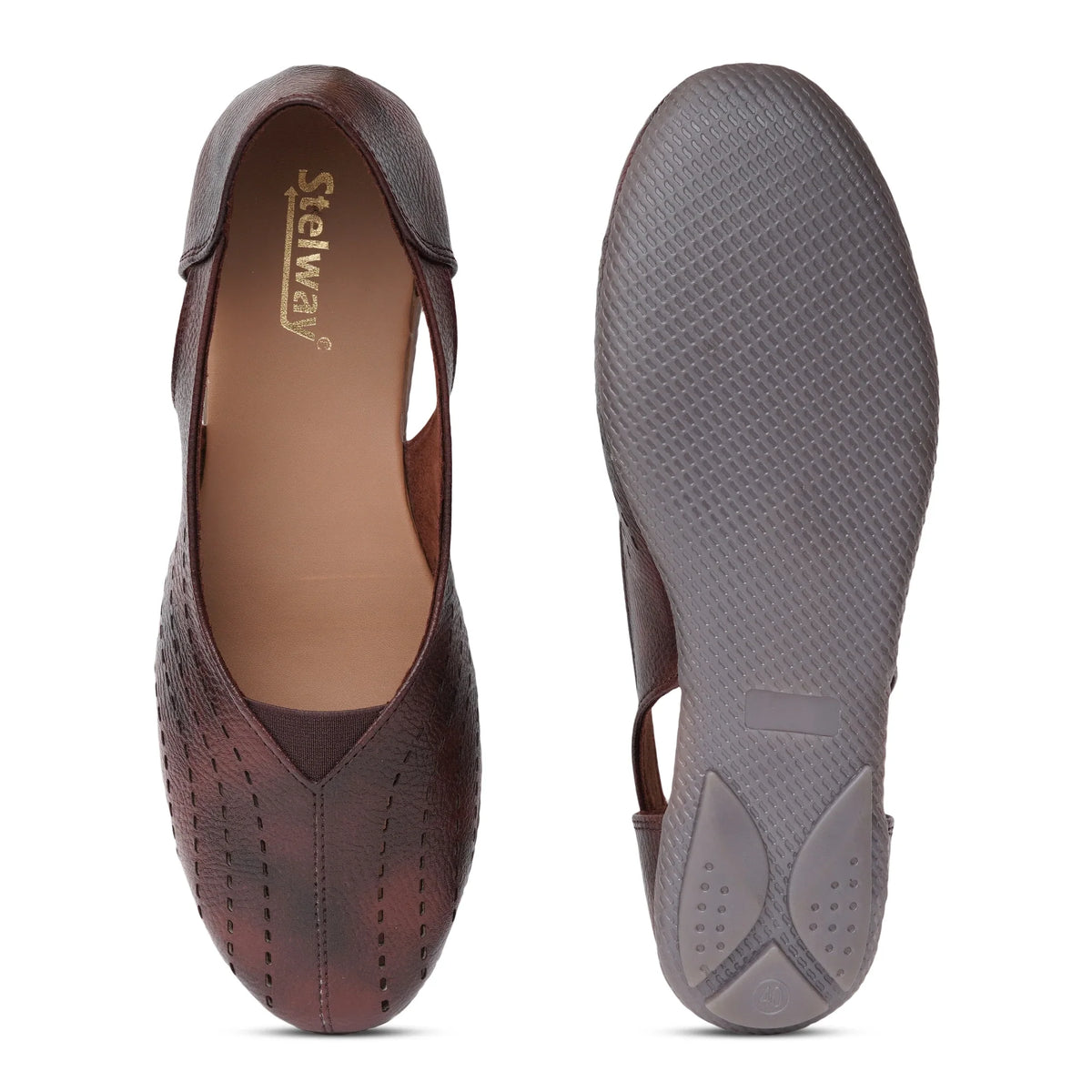 Stelway Brown Lasercut Ballet Flats-6