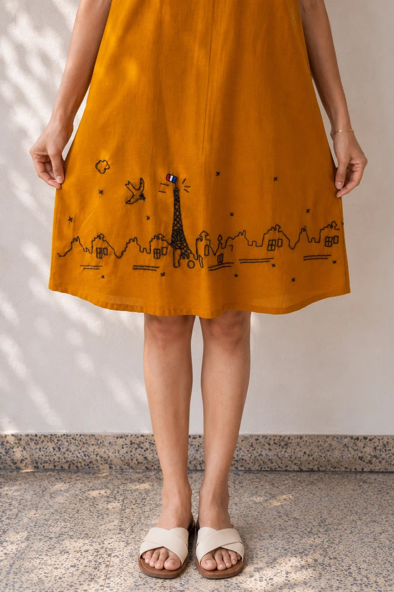 Burnt Orange Embroidered Dress