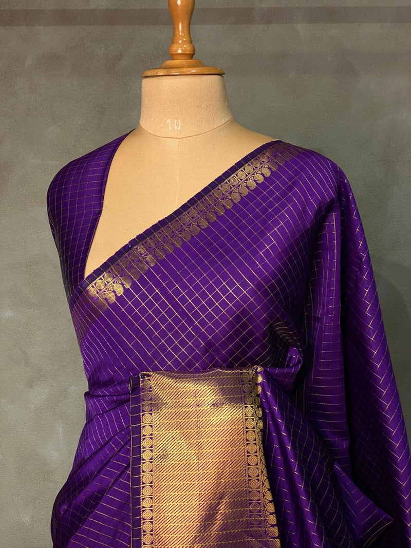Violet banarasi silk  saree - AISHCK4