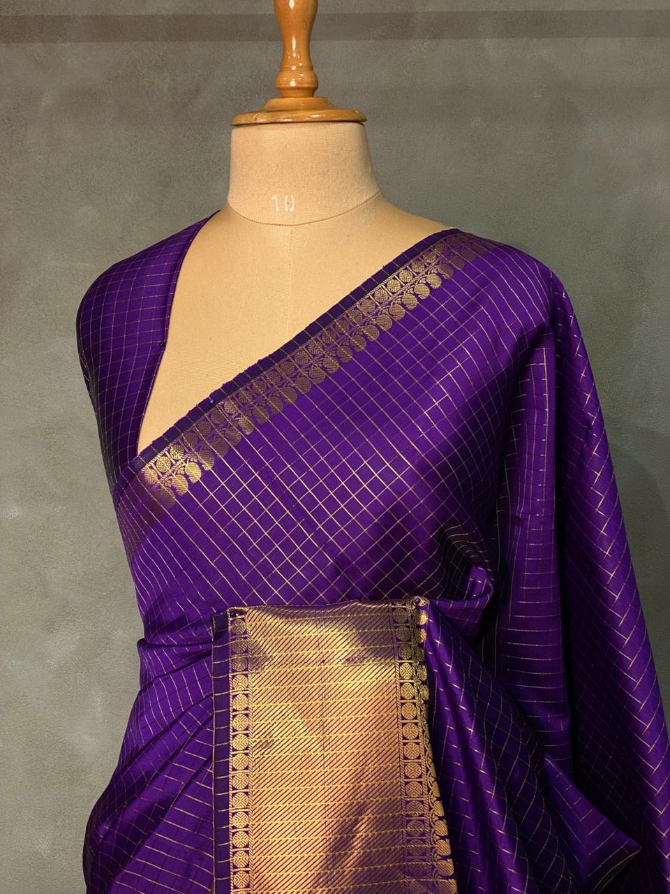 Violet banarasi silk  saree - AISHCK4