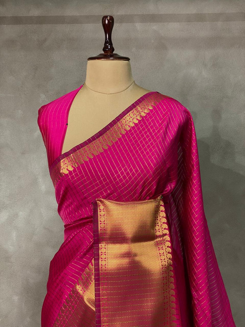 Rani Pink banarasi silk  saree - AISHDD-RUK