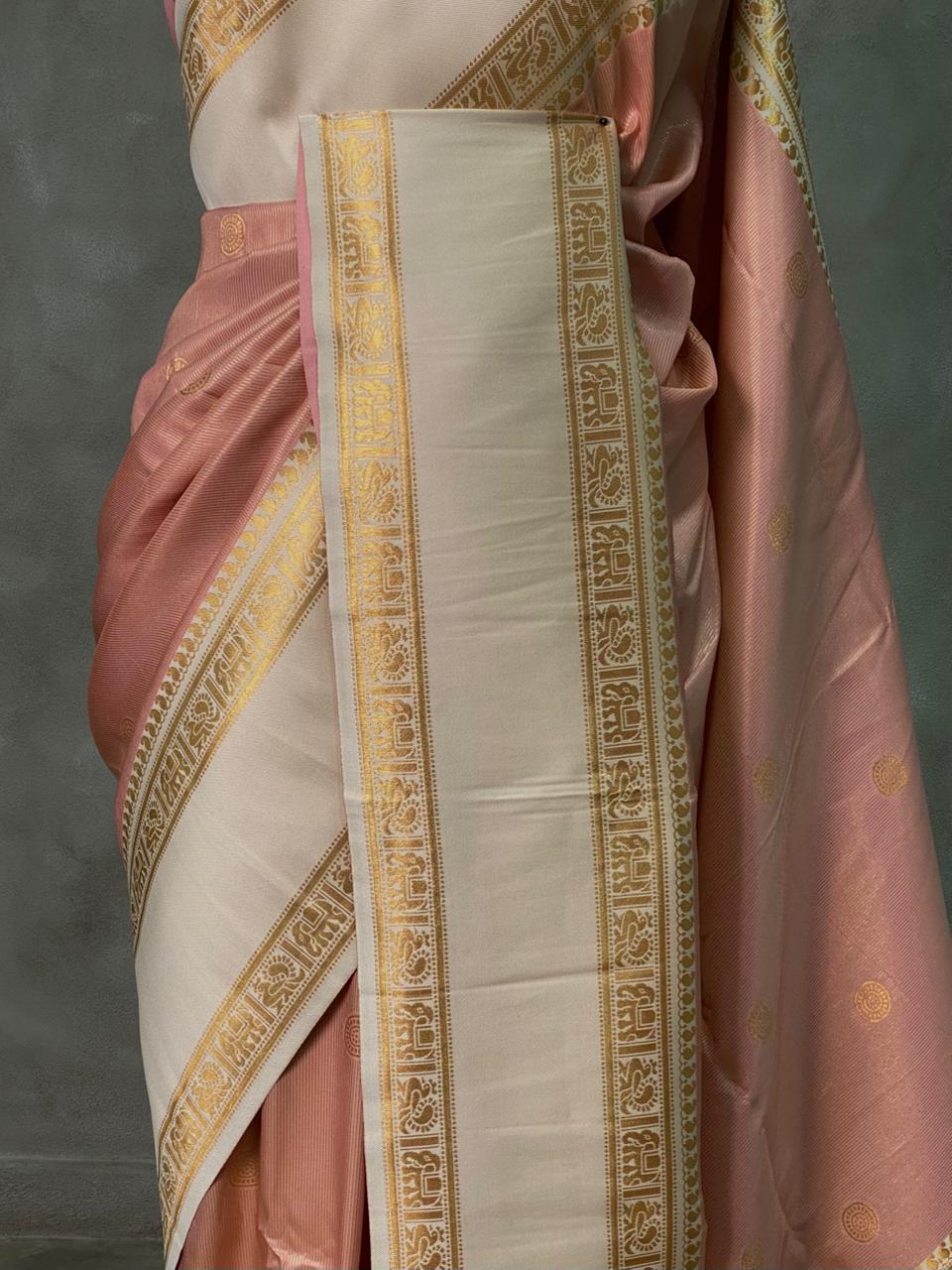 Nude Peach and sandal silk saree -BSP25
