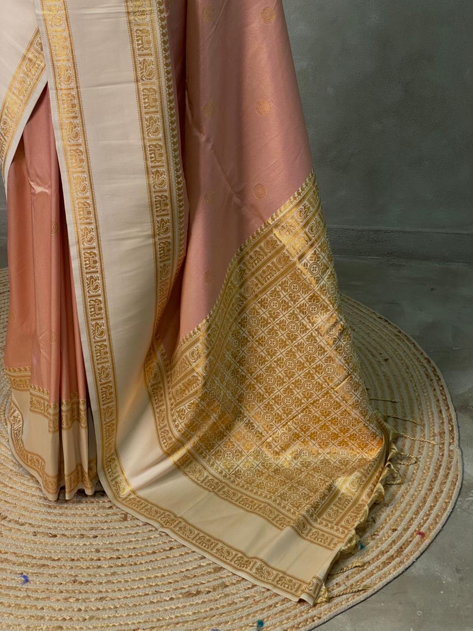 Nude Peach and sandal silk saree -BSP25
