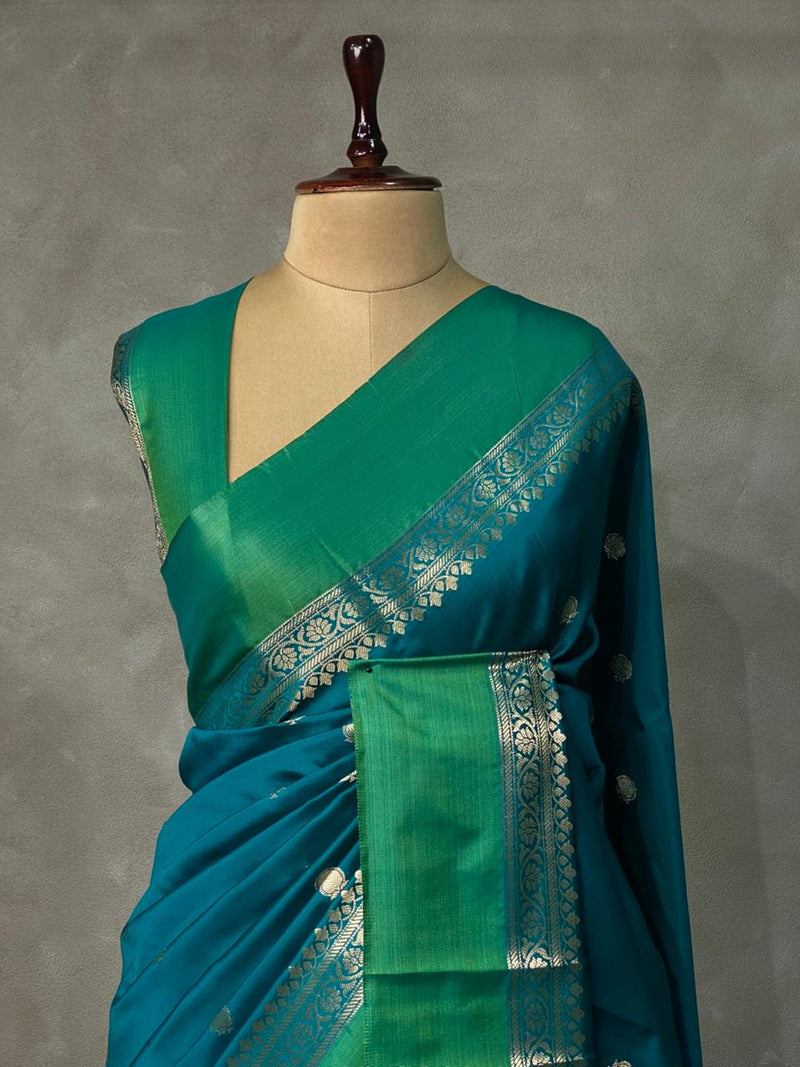 Peacock Blue banarasi silk saree -PMR3A