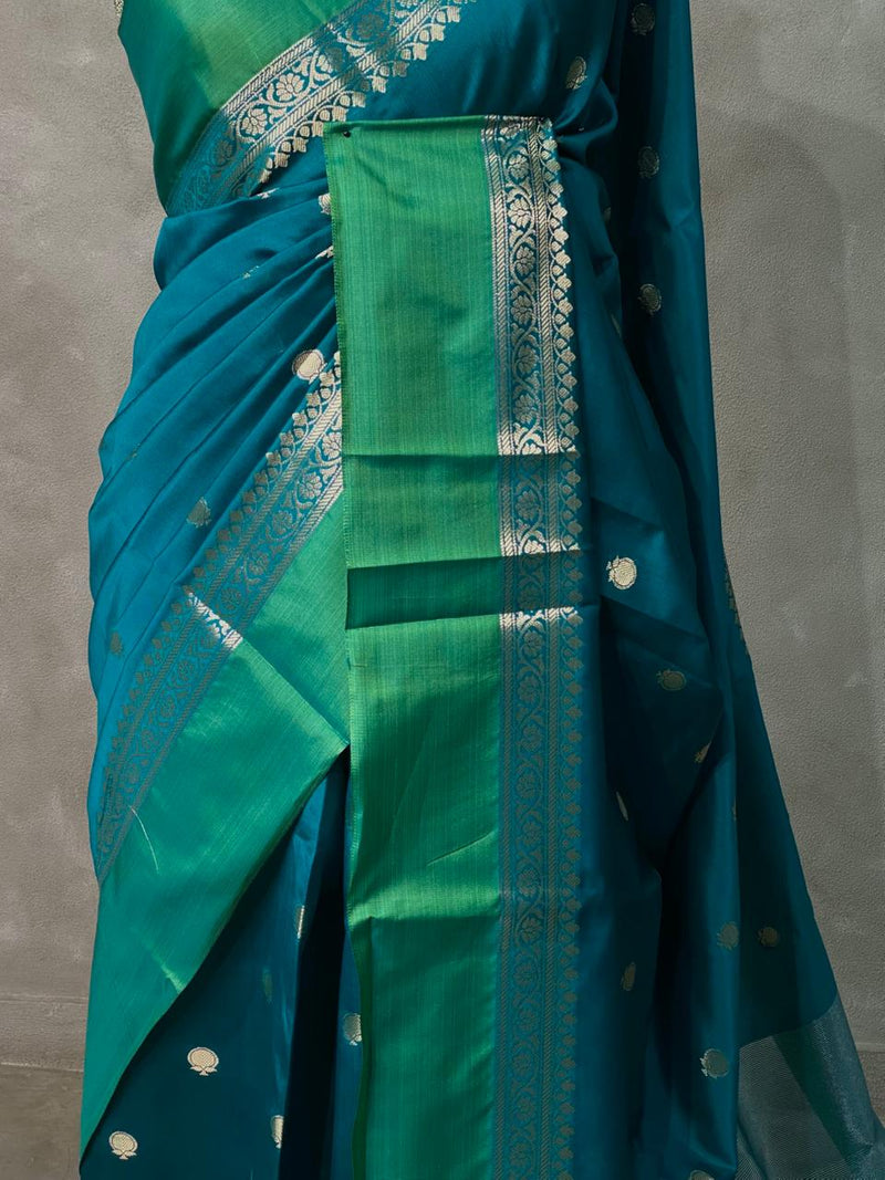 Peacock Blue banarasi silk saree -PMR3A