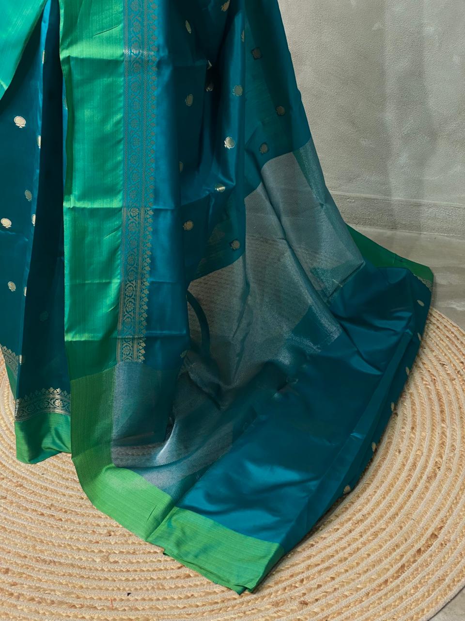 Peacock Blue banarasi silk saree -PMR3A
