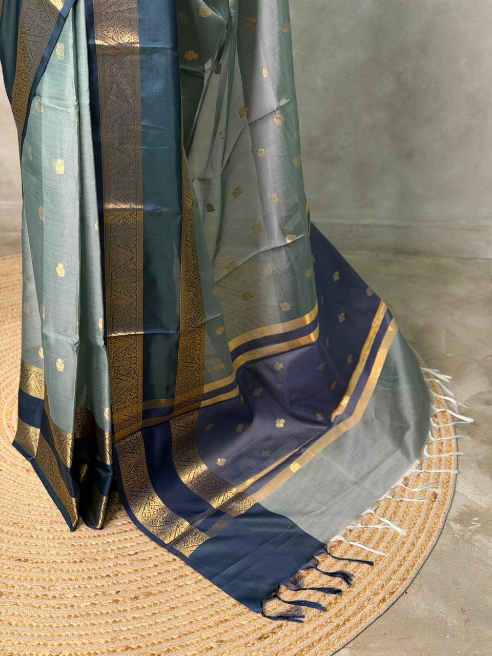 Greyish blue Banarasi silk saree -LZ10