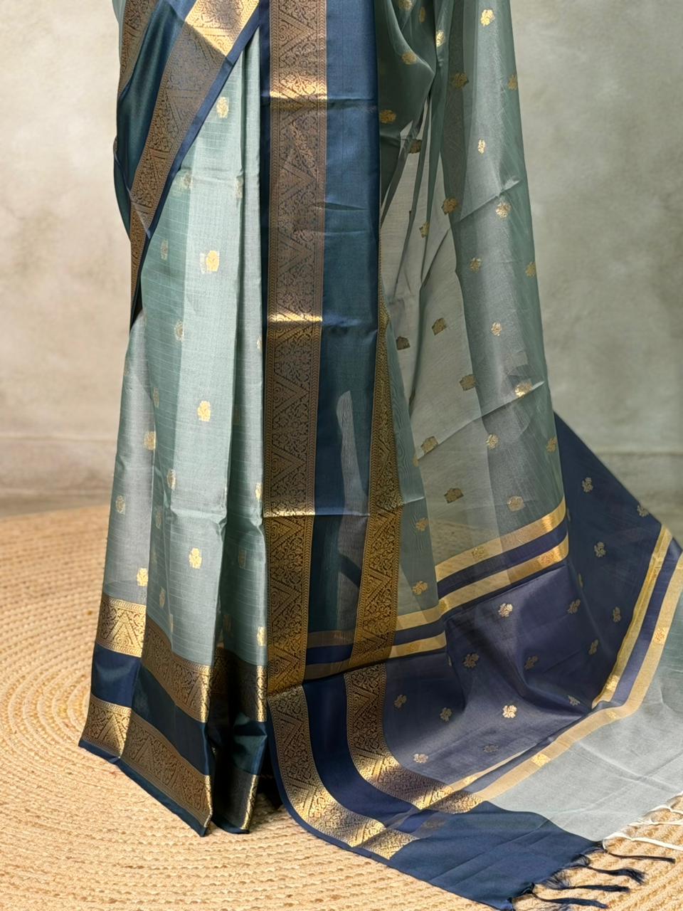 Greyish blue Banarasi silk saree -LZ10