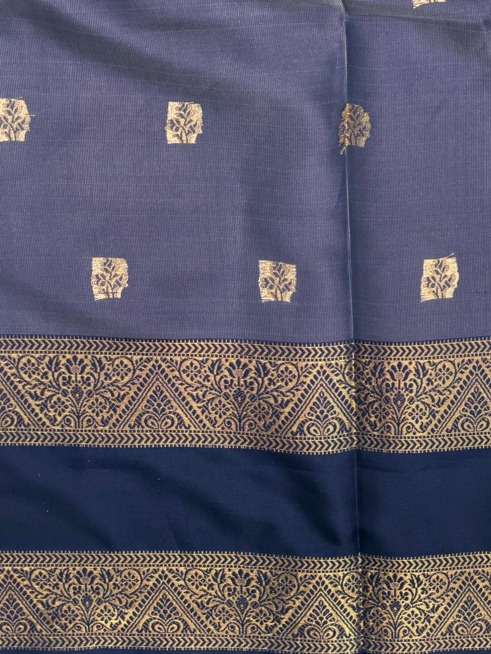 Greyish blue Banarasi silk saree -LZ10