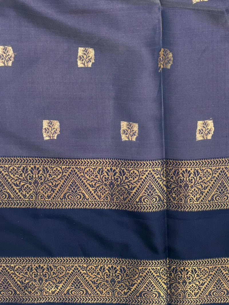 Greyish blue Banarasi silk saree -LZ10