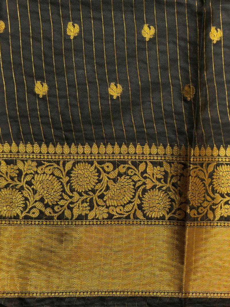 Gold and Black Banarasi silk saree - PIH63B