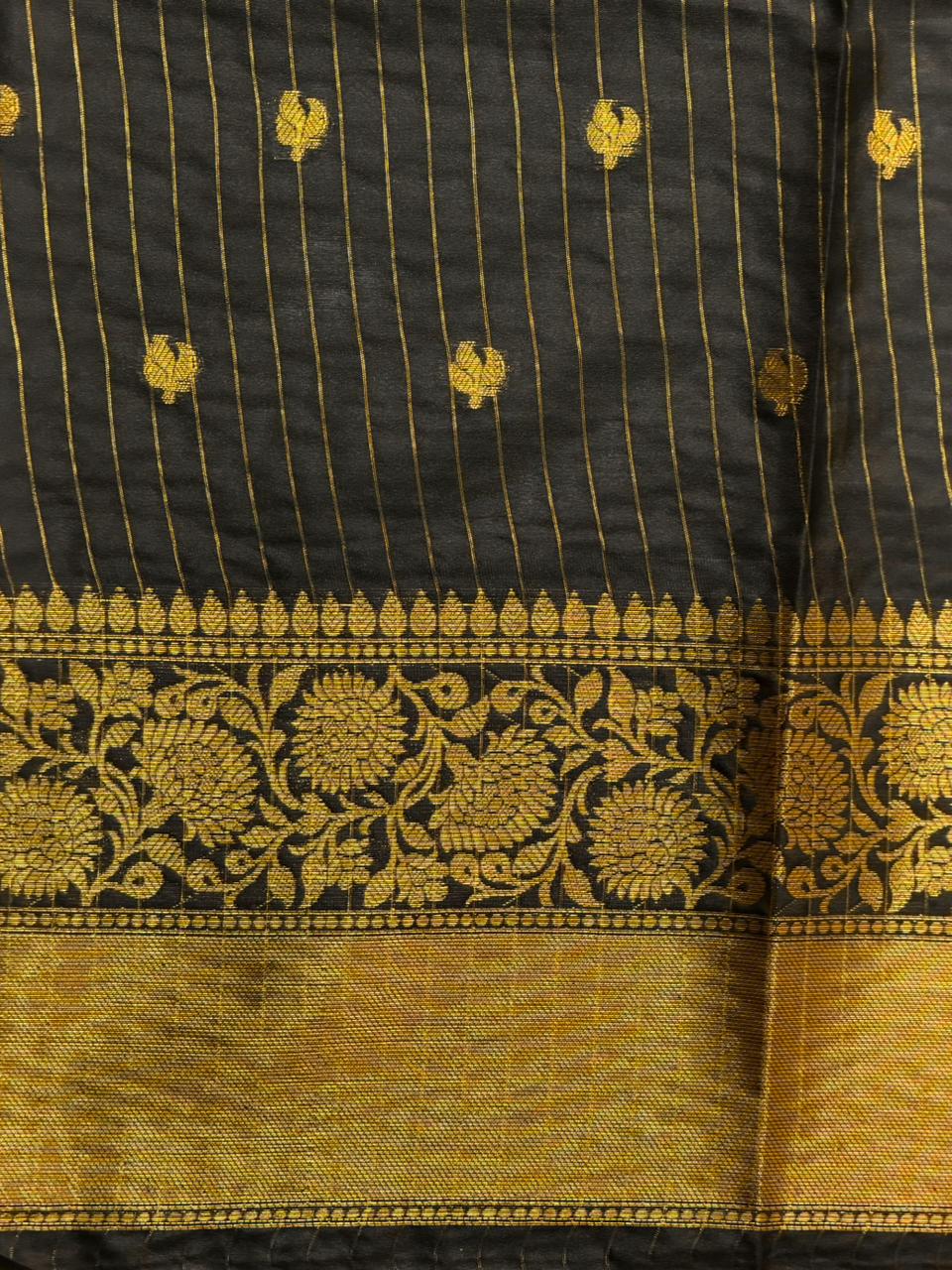 Gold and Black Banarasi silk saree - PIH63B