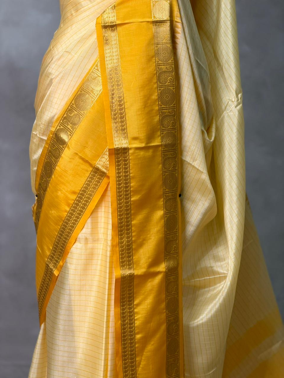 Yellow Banarasi silk saree - PIH76