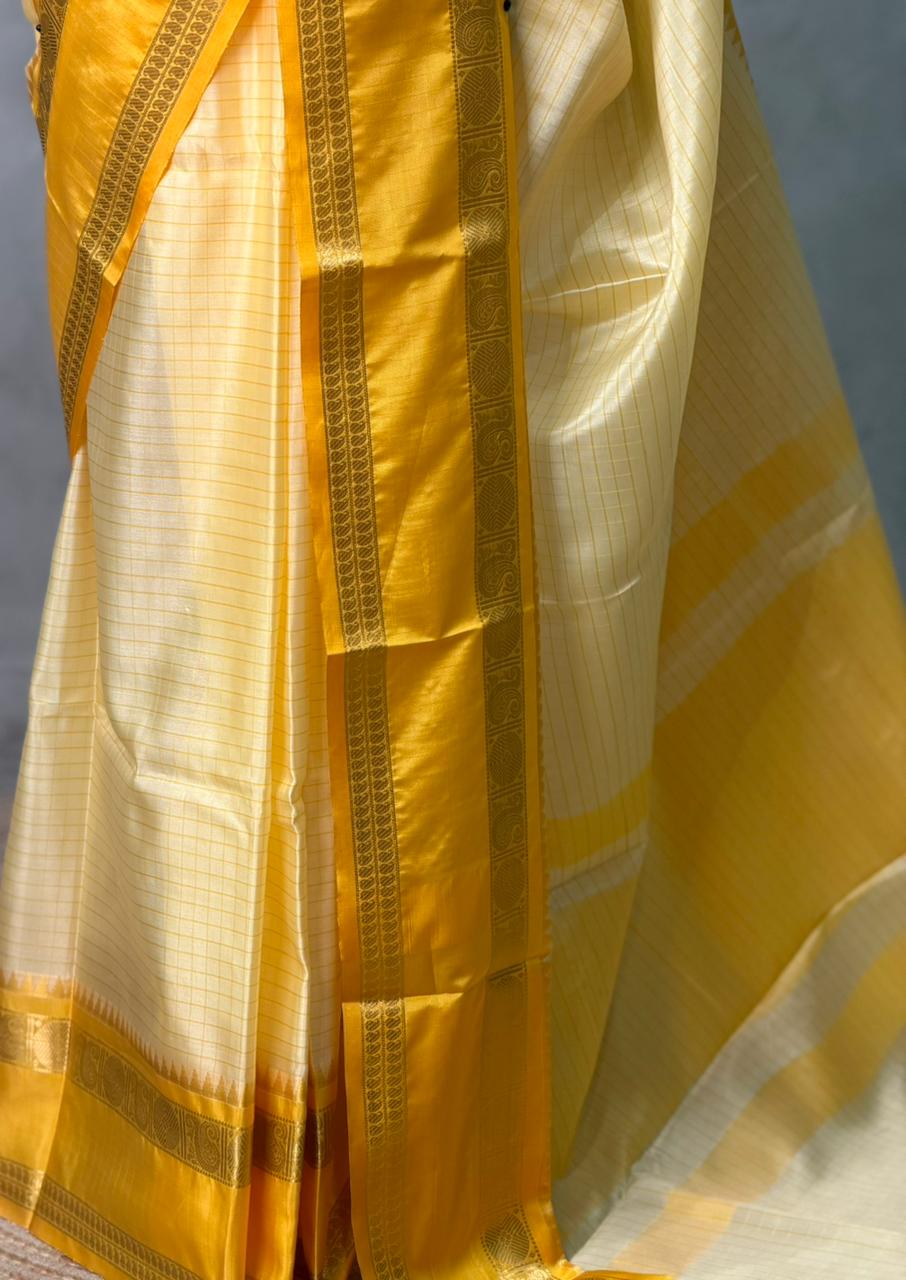 Yellow Banarasi silk saree - PIH76