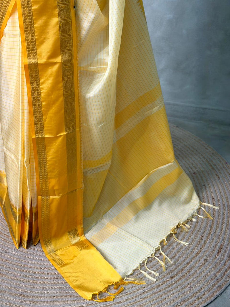 Yellow Banarasi silk saree - PIH76