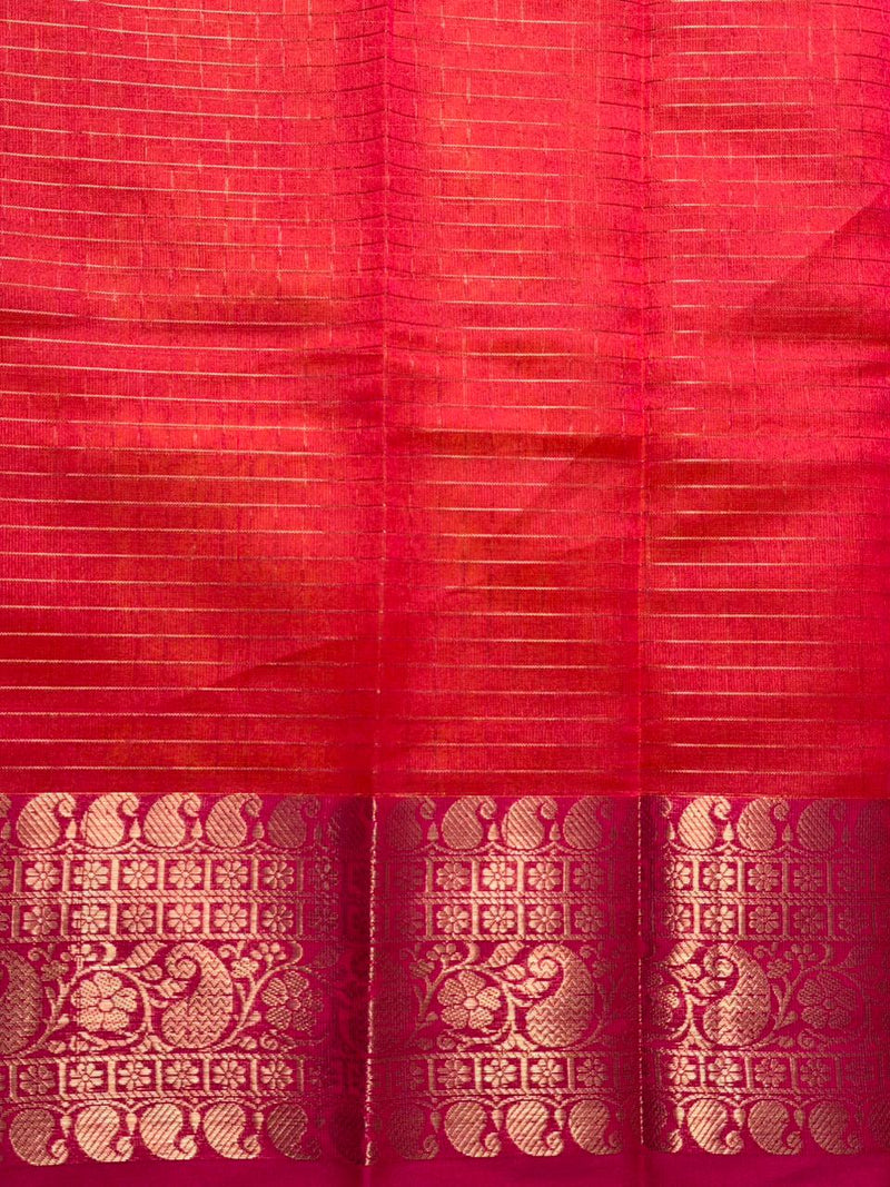 Yellow and Rani pink semi banarasi silk saree- AISHYR