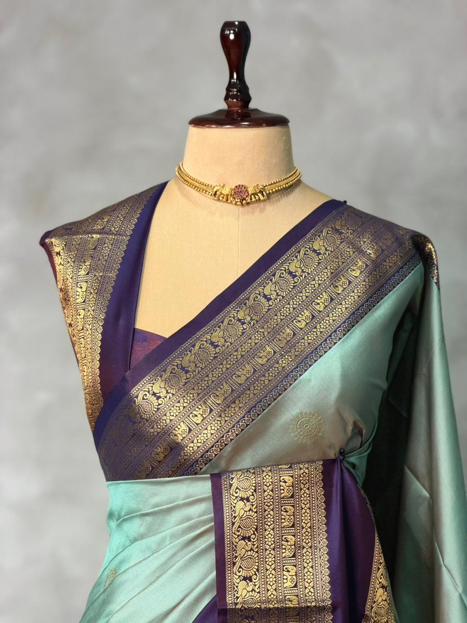 Pastal Blue and Violet silk saree -BSP28G