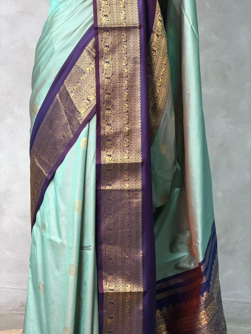 Pastal Blue and Violet silk saree -BSP28G