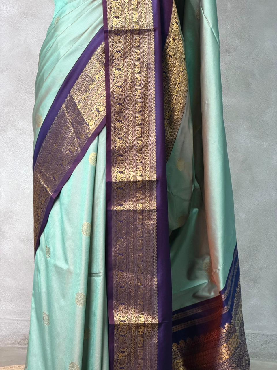 Pastal Blue and Violet silk saree -BSP28G