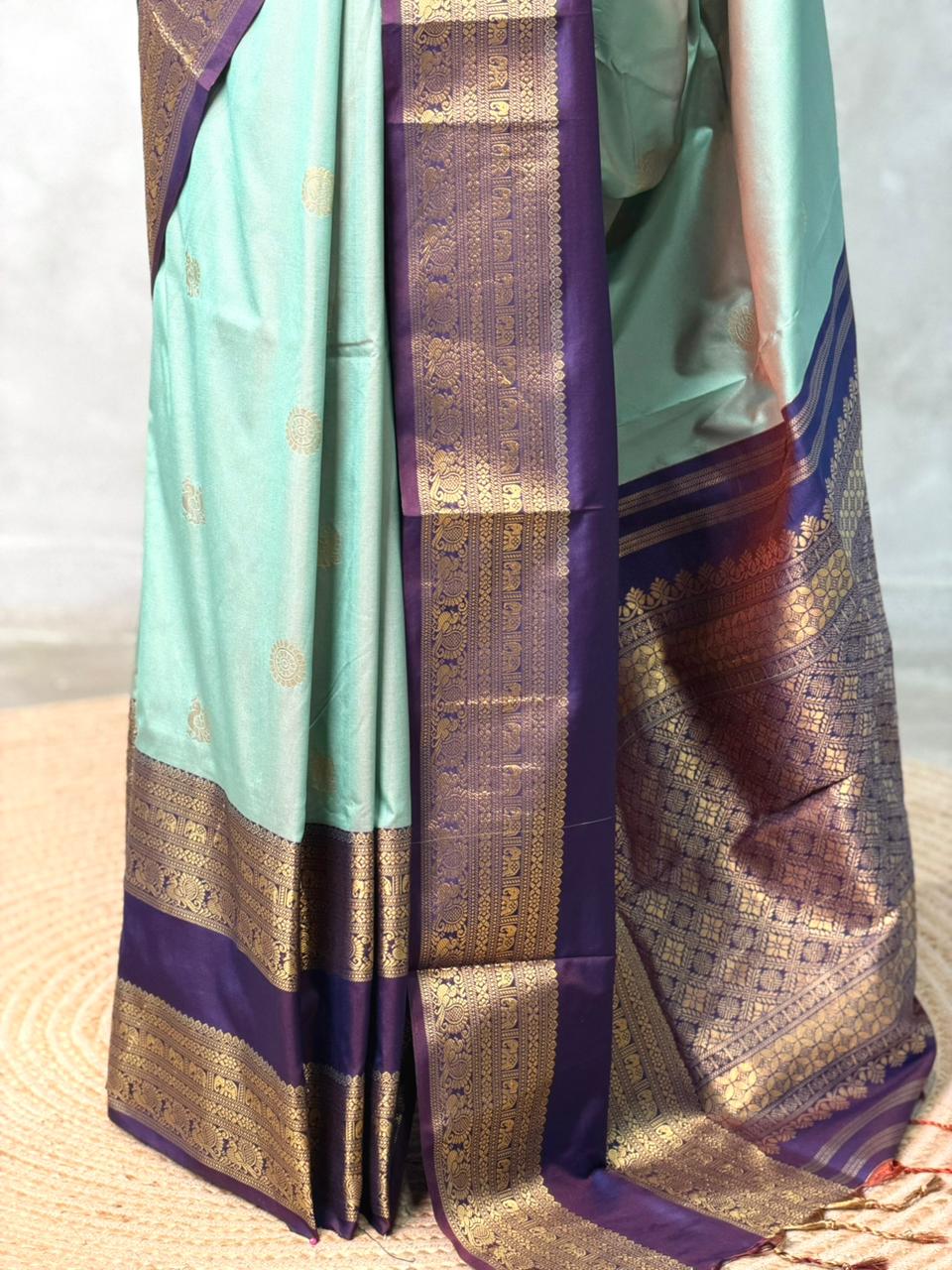 Pastal Blue and Violet silk saree -BSP28G