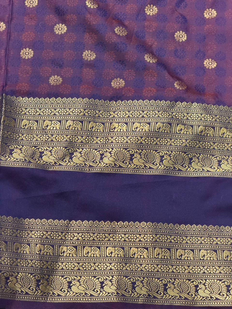 Pastal Blue and Violet silk saree -BSP28G
