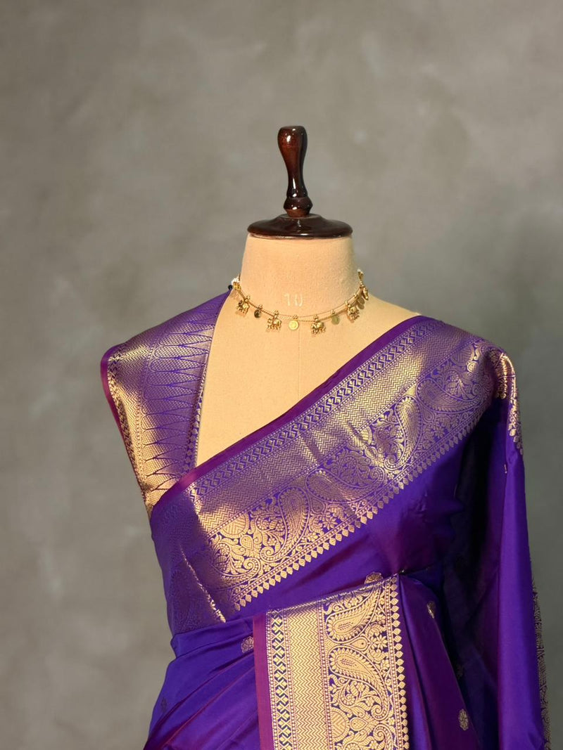 Violet Banarasi silk saree -RUK45C-FAZ