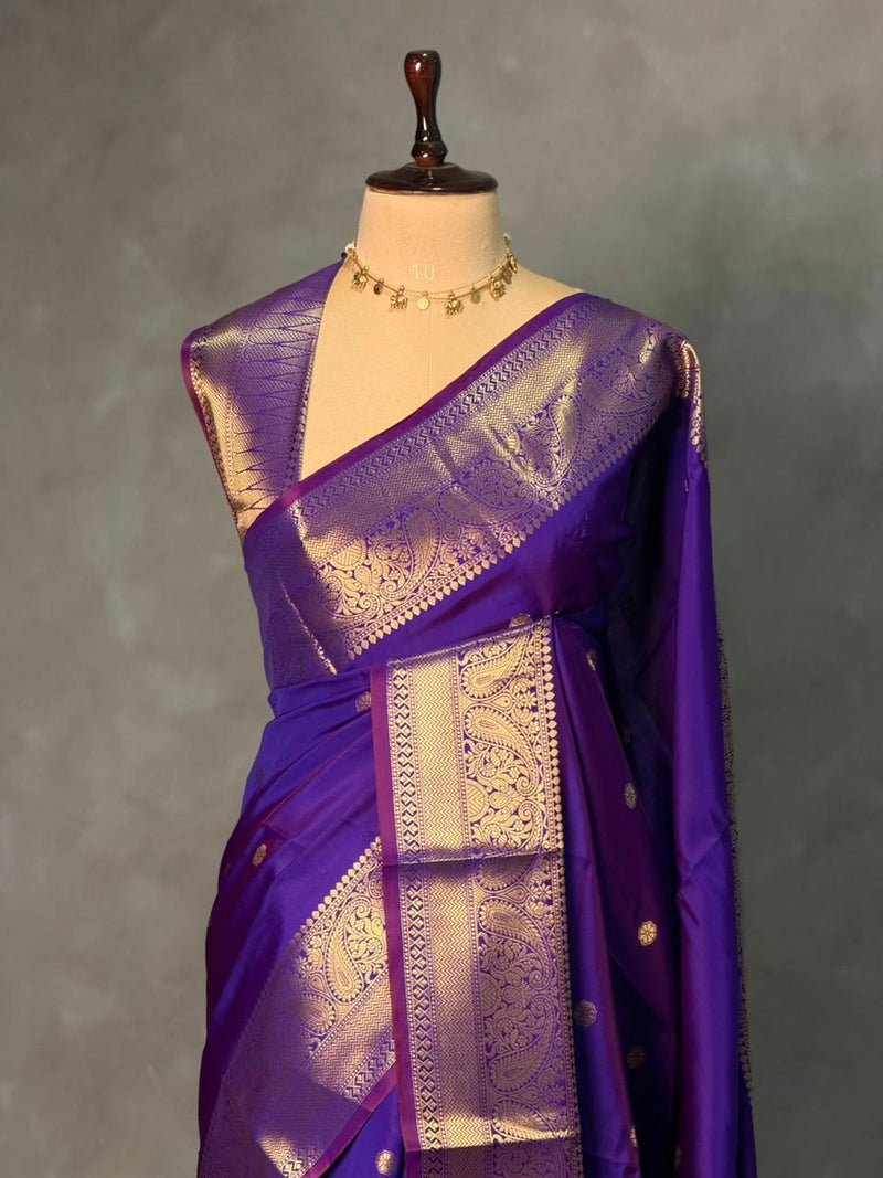Violet Banarasi silk saree -RUK45C-FAZ