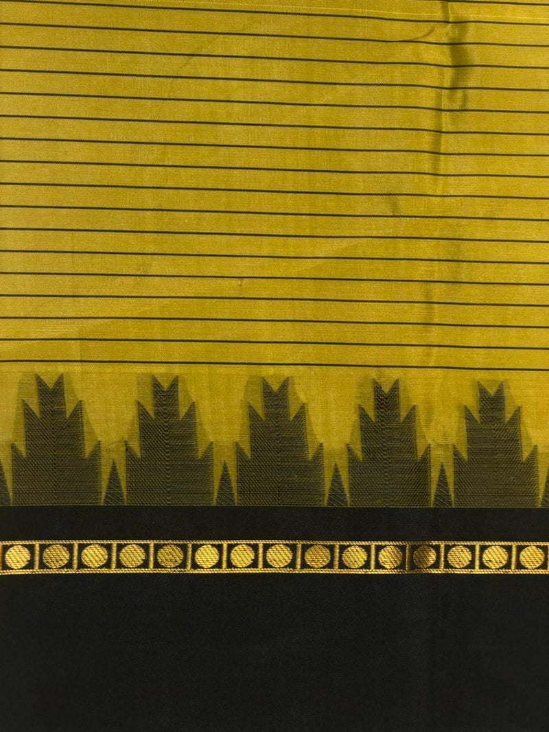 Yellow and Black Banarasi silk saree - PIH84